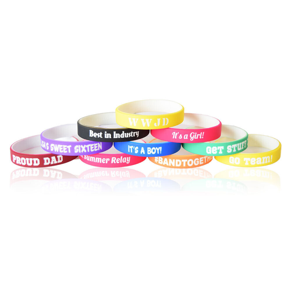 1-20PCS Custom Silicone Wristbands -Personalize Rubber Bracelets Events Gifts