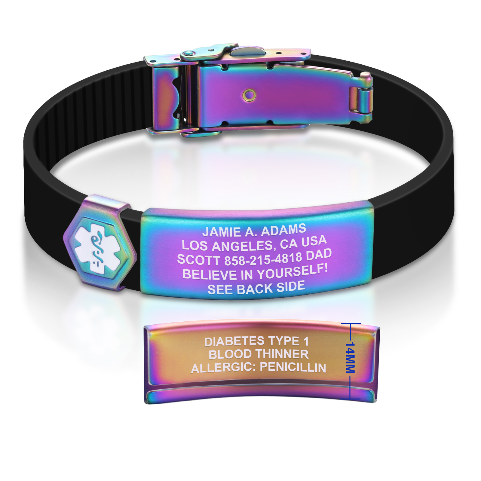 Divoti Custom Dual-Sided Engraved Silicone Medical Alert ID Wristband – 13mm