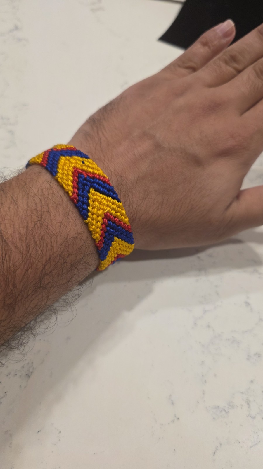 Colombia flag colors yellow blue and red handwoven bracelet with adjustable size