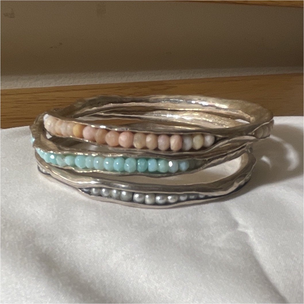 Natural Gemstone Bangles Luxury Brand HandMade 3pc Set 62mm In Diameter