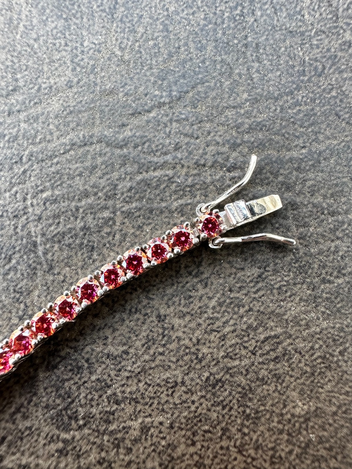 Real Iced Pink MOISSANITE 3mm Tennis Bracelet 925 Silver Passes Tester GRA
