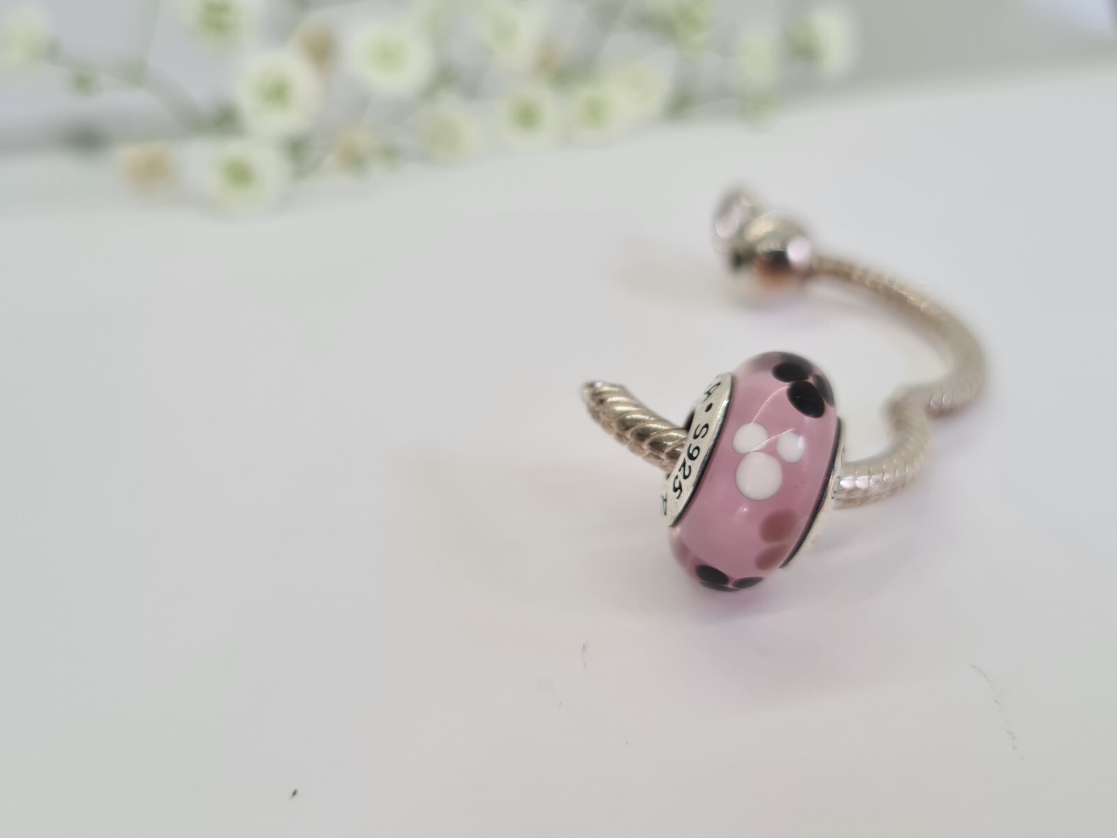 Authentic Pandora Disney Mickey Mouse Icon Pink Murano Glass Parks Exclusive