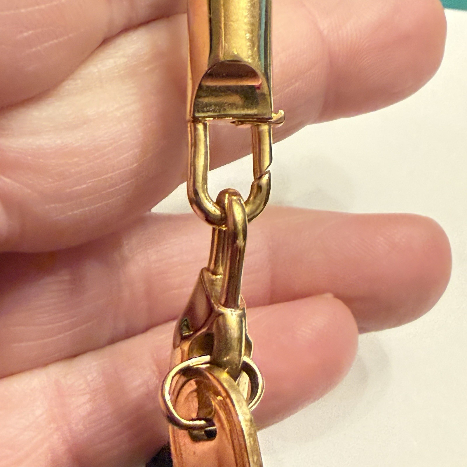 Vintage Bracelet Bronze Milor Italy Bangle Charm Leather Cord Gold Tone Metal L