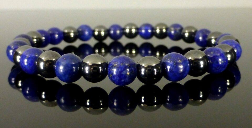 Lapis Lazuli HEMATITE BRACELET – HIGH STRENGTH 6mm 7.5″