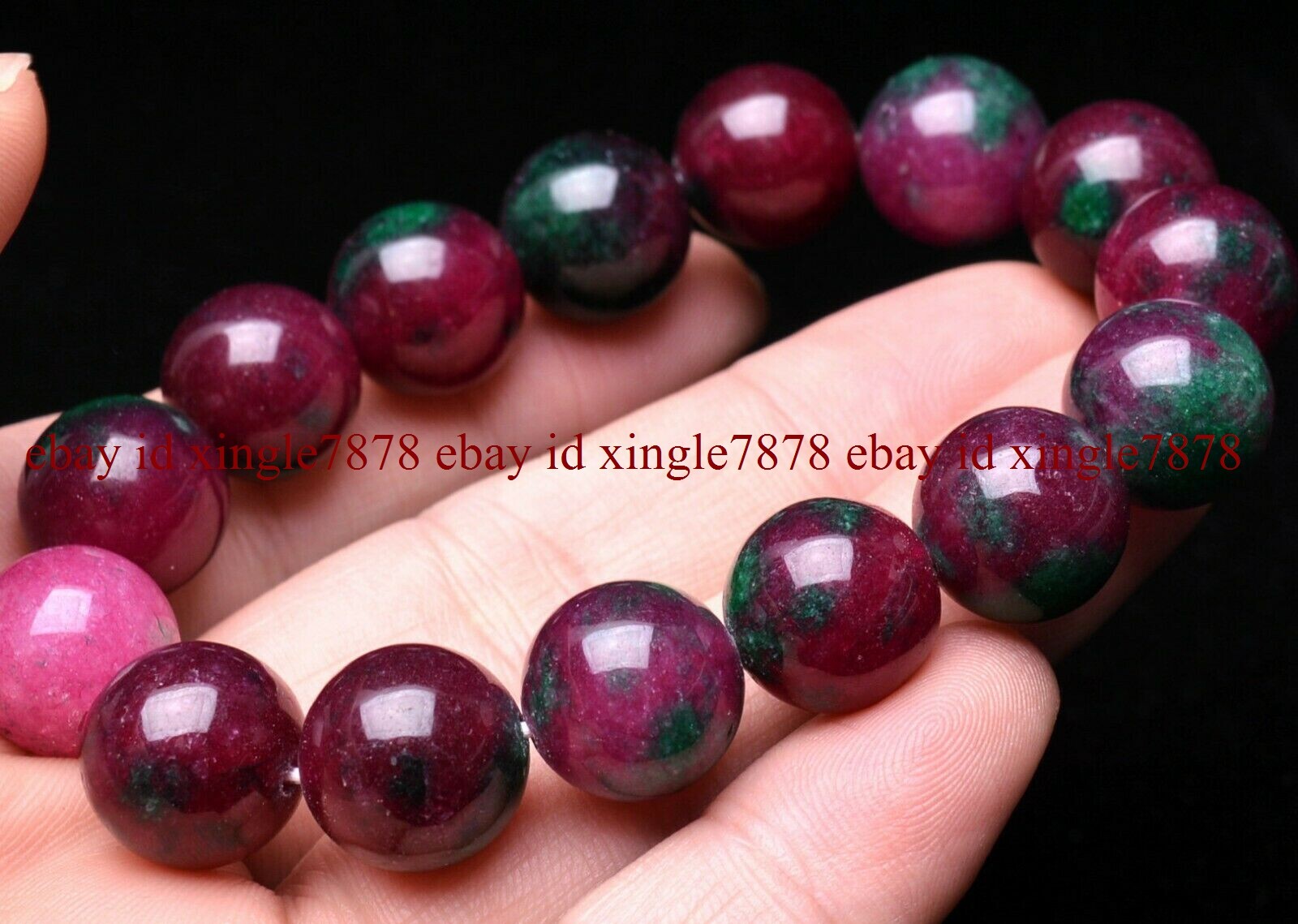 6mm-20mm Top Natural Red Green Zoisite Epidote More Red Gemstone Bead Bracelet