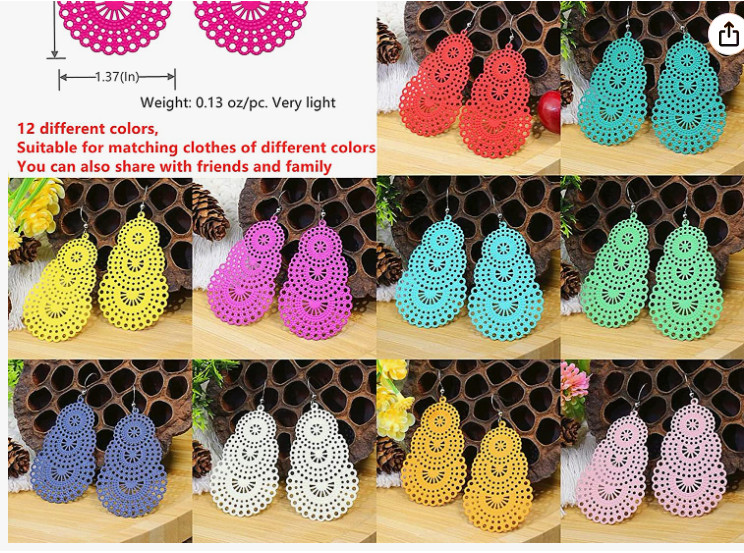 **CLEARANCE** Beautiful Metal alloy earrings – Dainty – stunning colors