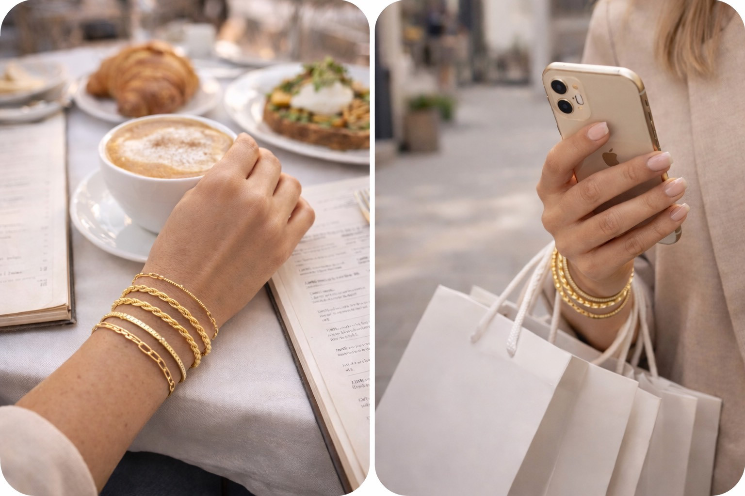 Gold/Silver Chain Bracelet Set – 6-Piece Elegant Stack