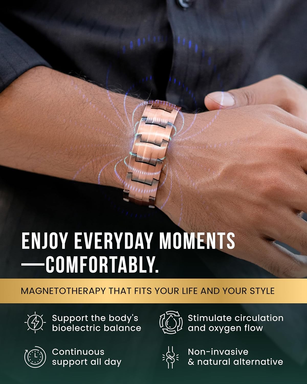 MagnetRX® 3X Strength Copper Bracelet – 99.9% Pure Copper Bracelets for Men w