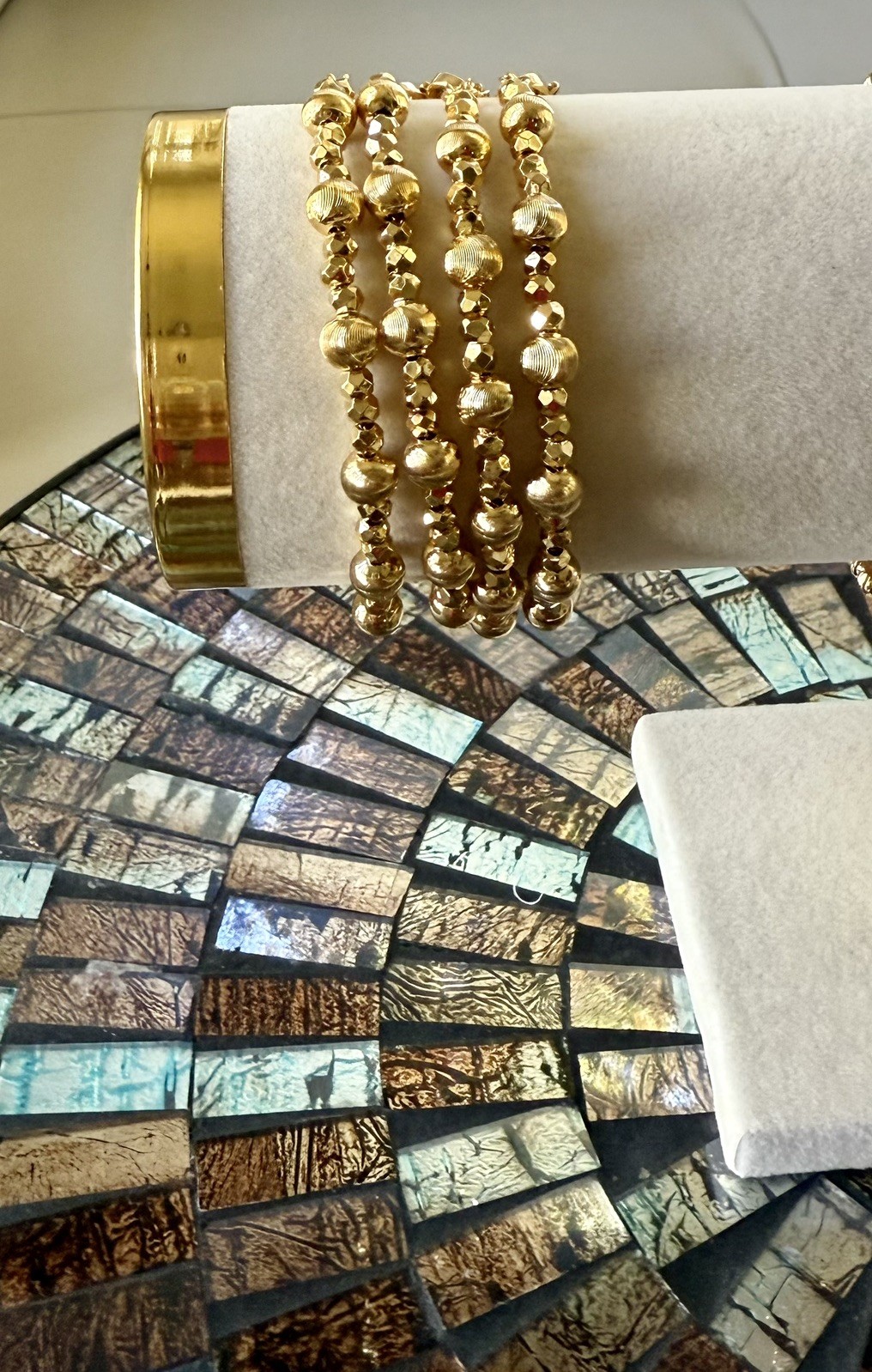 Luxury Gold-plated Beaded Bracelet with diamond cut. Price is for one. Stackable