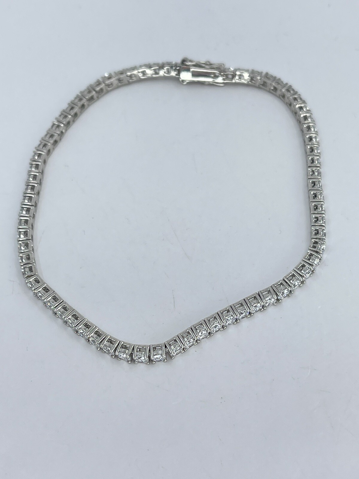 Tennis Bracelet 3mm Cubic Zirconia CZ white colorless silver tone 9″