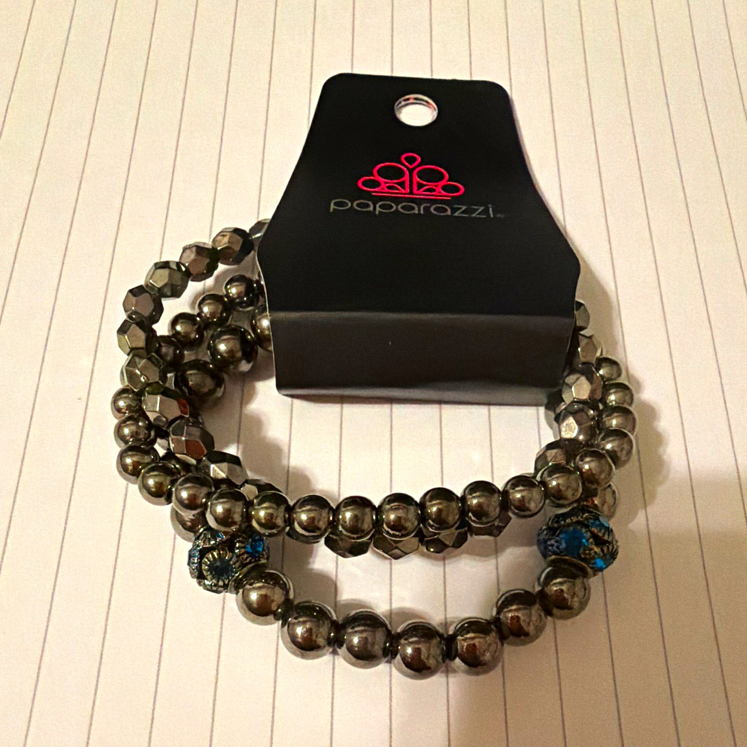Paparazzi Signed Silver Tone Beaded Ball Chain Dangle Charm Bracelet No Clasp