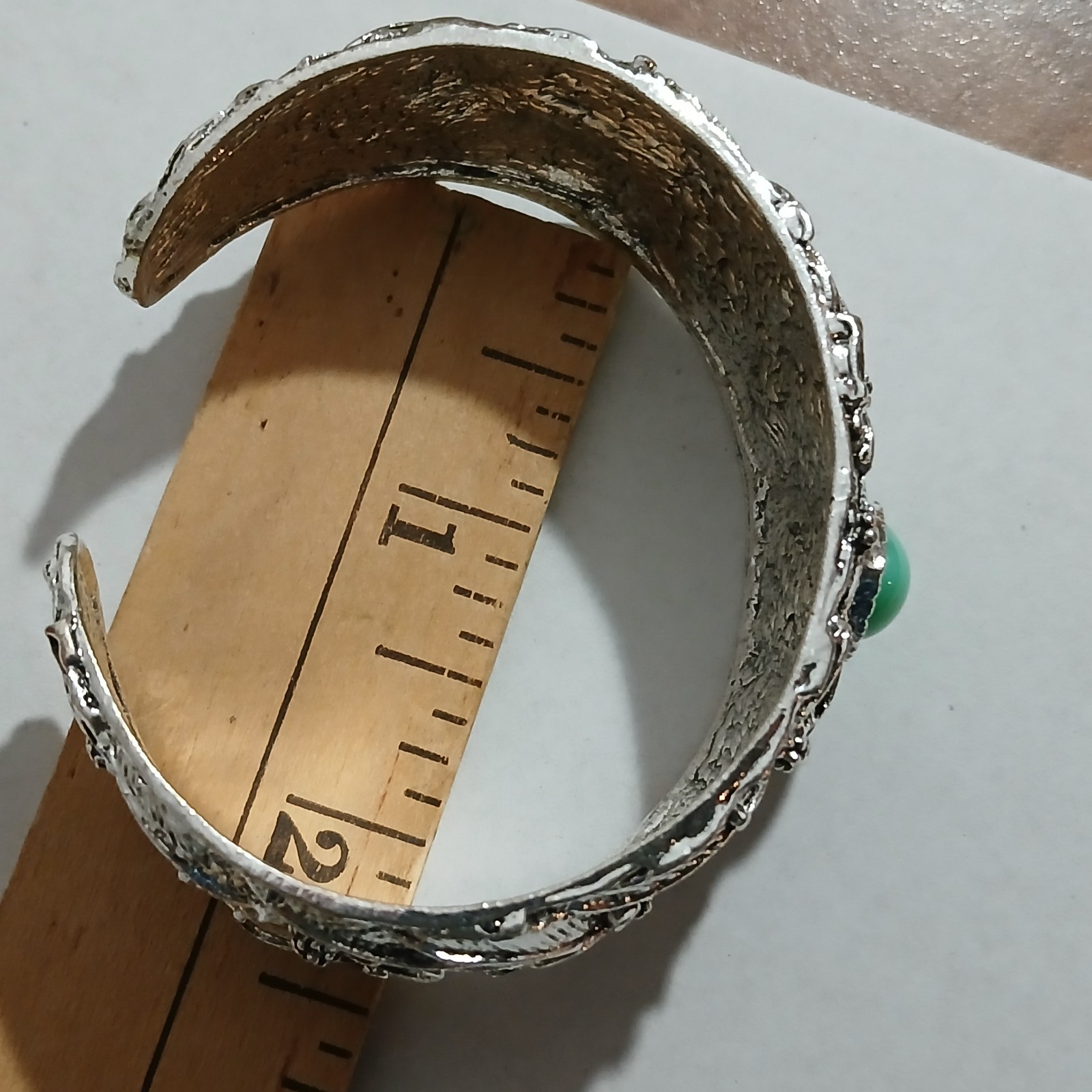 Contemporary Cuff Bracelet Resin Blue Green Bezel Cabochon