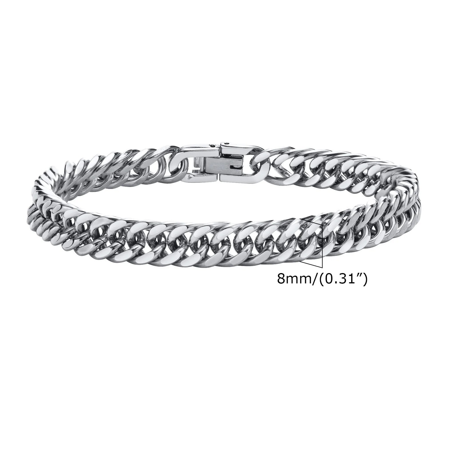 Men’s Stainless Steel Link Bracelet 304 Cuban Chain Hypoallergenic Gift for Him