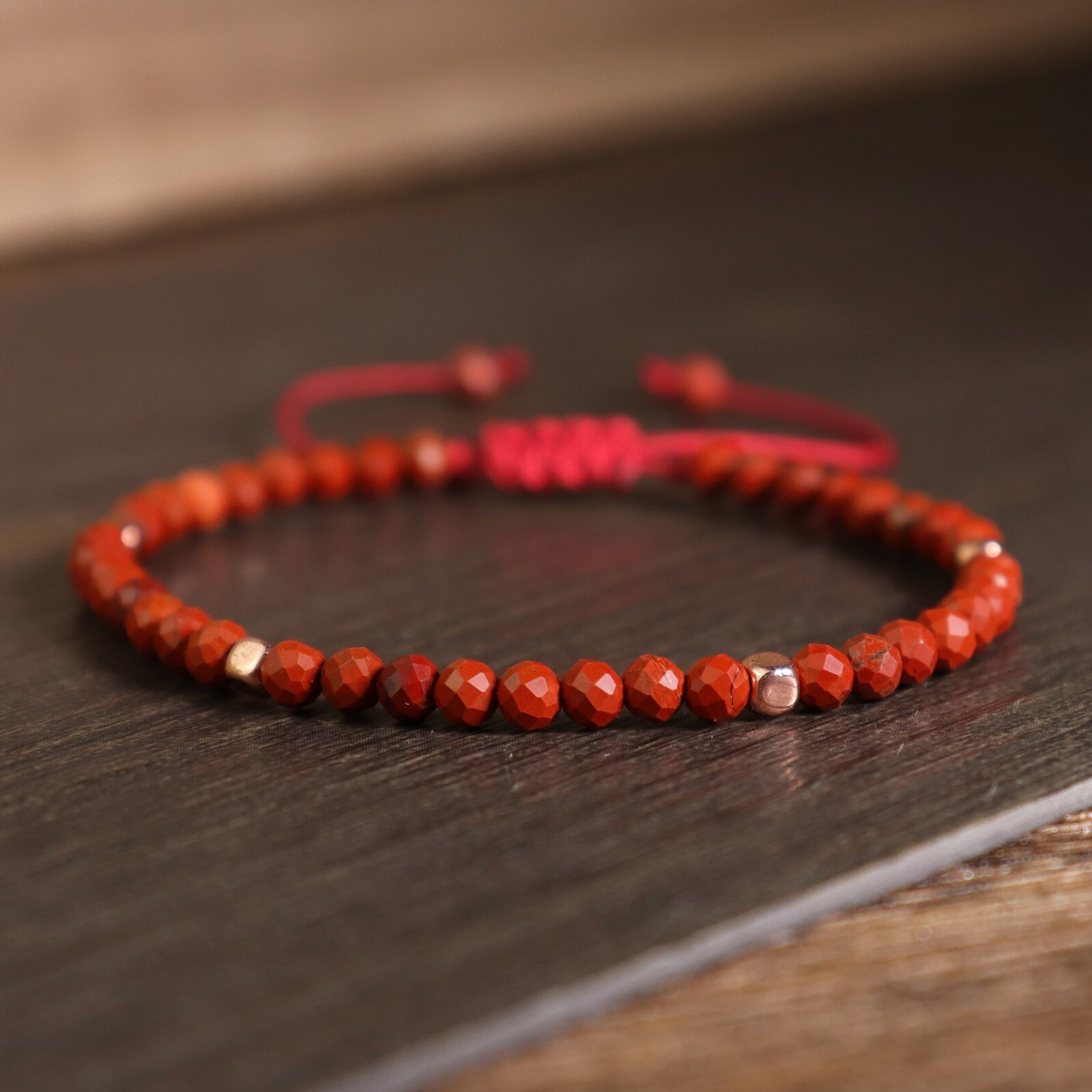 Natural Red Jasper Bracelet Red Crystal Healing Bracelet Dainty Style