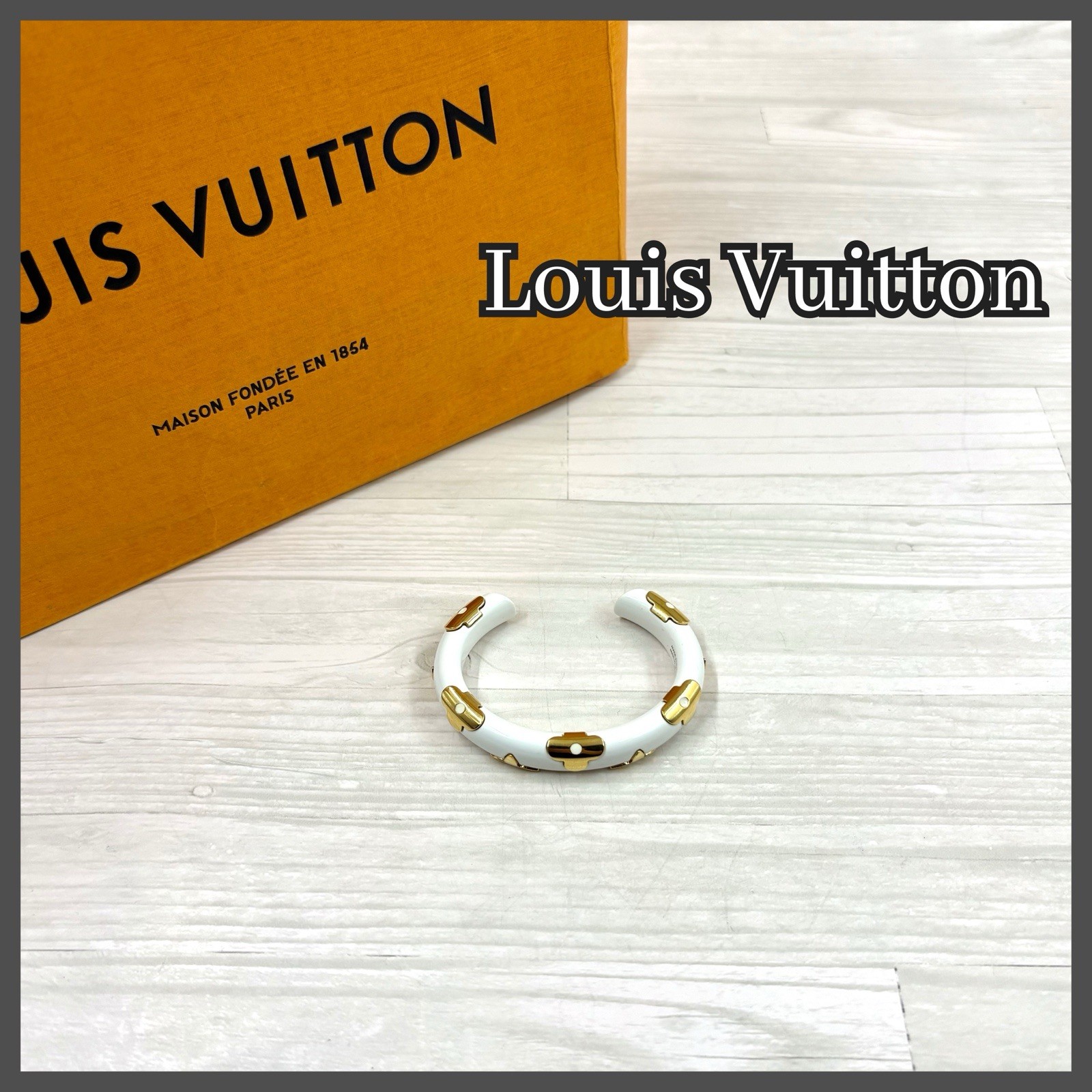 Louis Vuitton M63111 Jonc Daily Monogram Bangle Bracelet White Gold Authentic