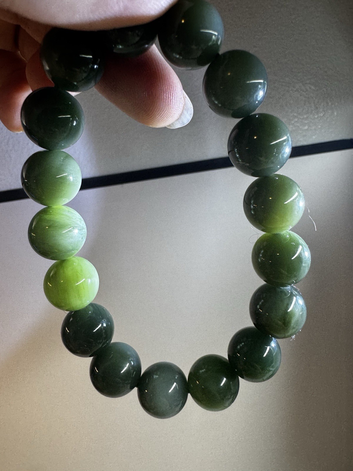 certified 12mm Hetian green Jade Round beaded stretch Bracelet New free shipping
