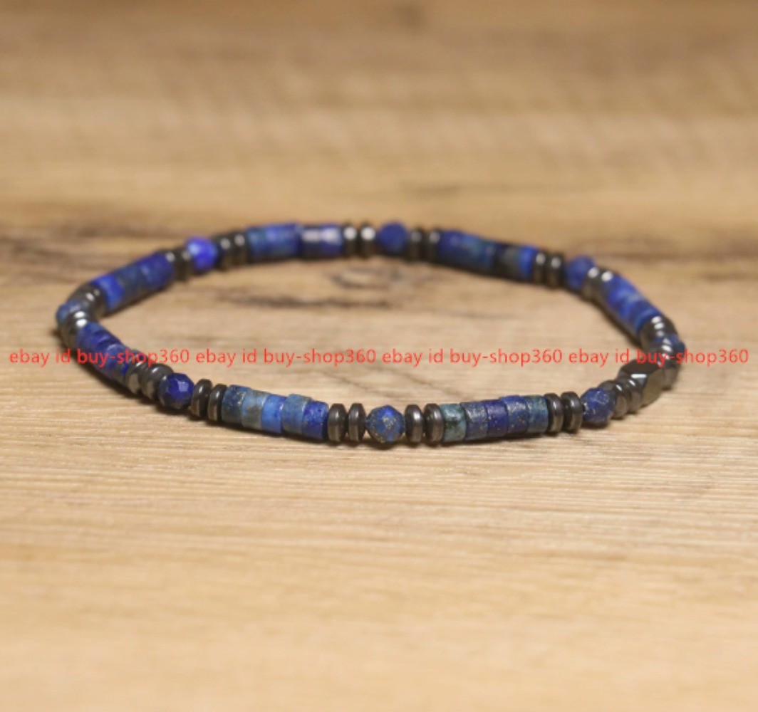 Lapis Lazuli Men Bracelet Hematite Energy Crystal Stone Minimalist Healing Gifts