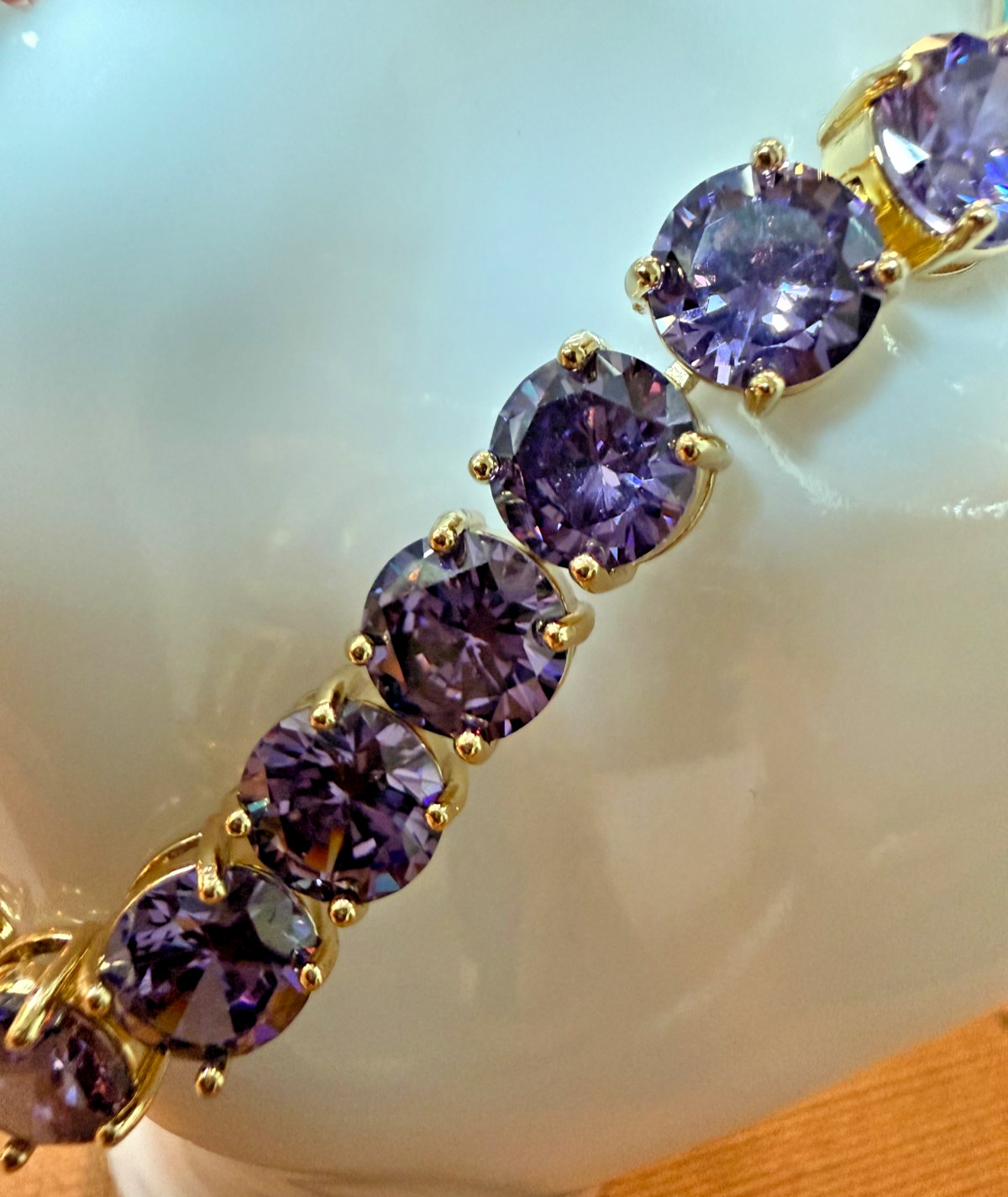 Elegant Purple Bracelet – 14K Gold Filled, Adjustable, Hypoallergenic