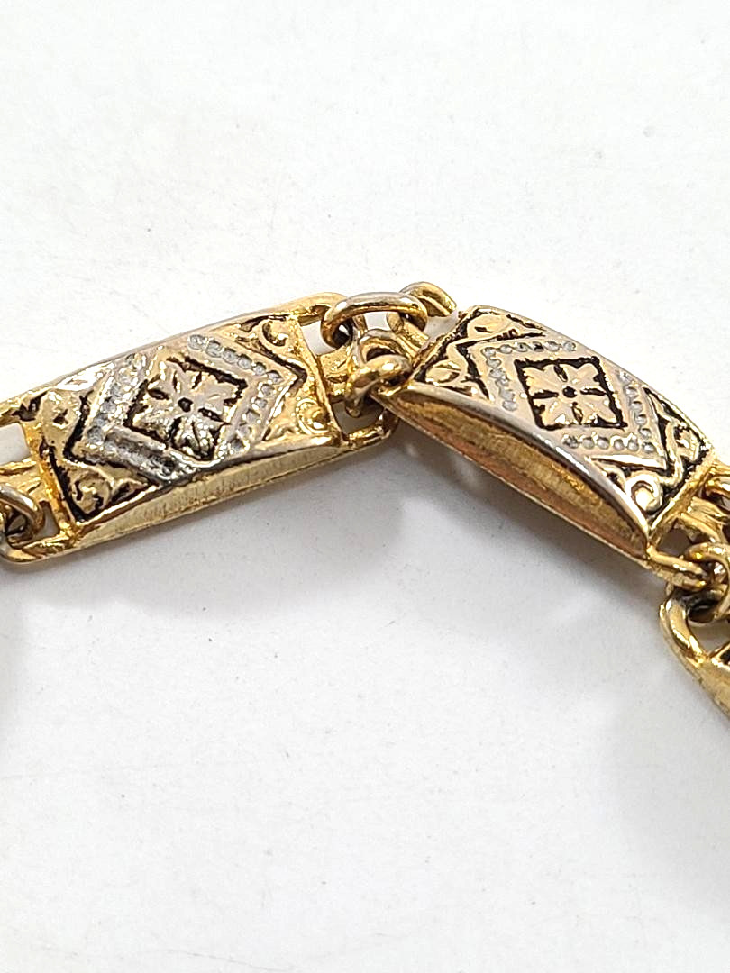 Gold Tone Damascene Style Panel Bracelet Free Shipping
