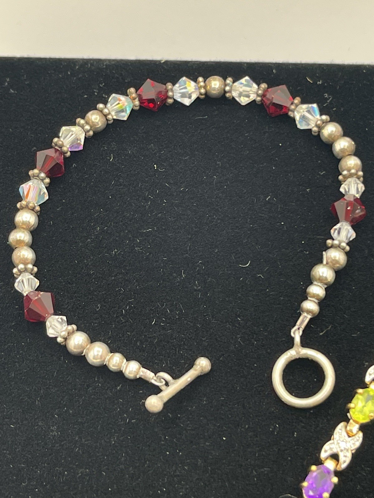 Bracelet Lot Of 3 Silver tone Colorful Stones One Stamped 925 China