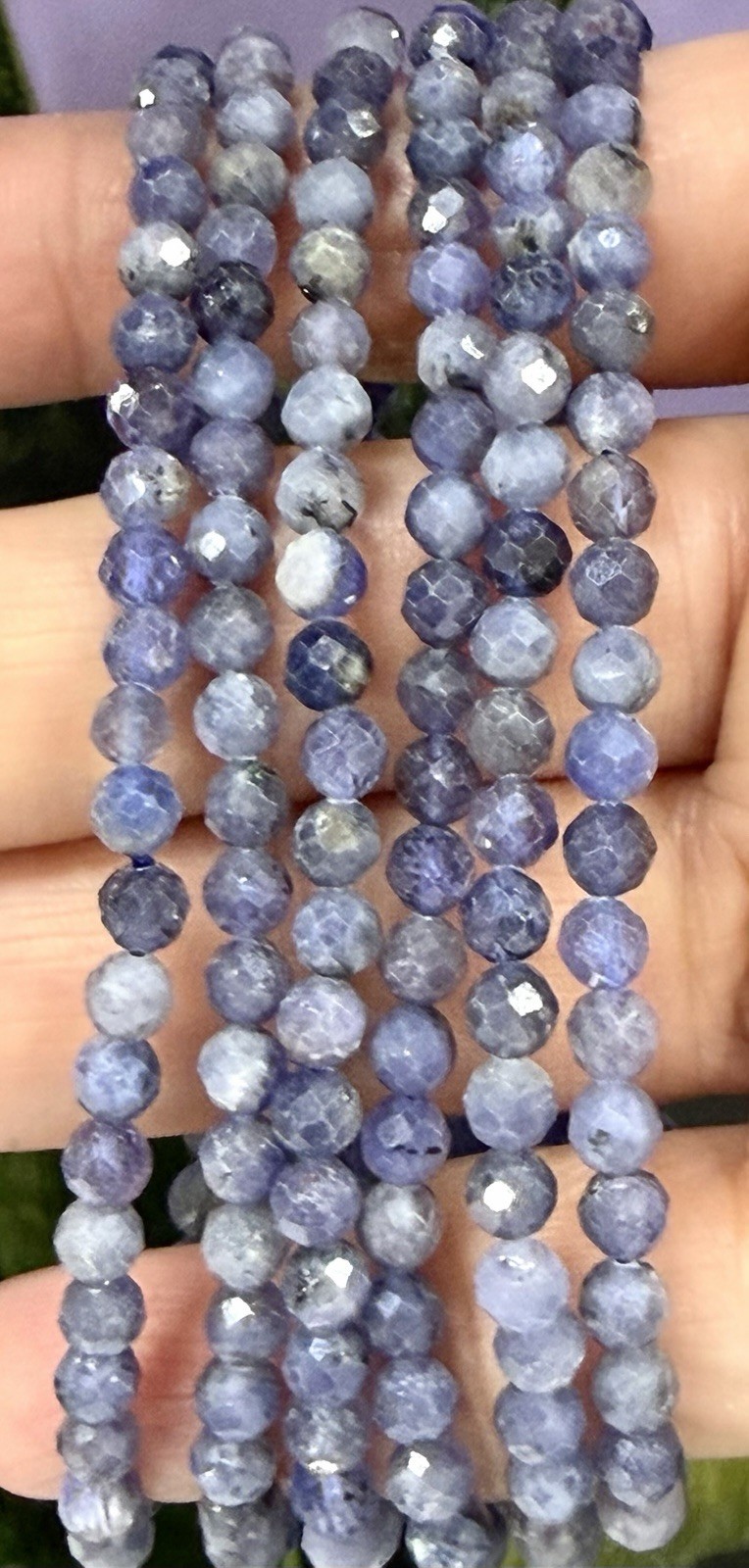 Wholesale 6 Pcs Natural Tanzanite 4.5mm Faceted 7.5” Stretch Bracelet