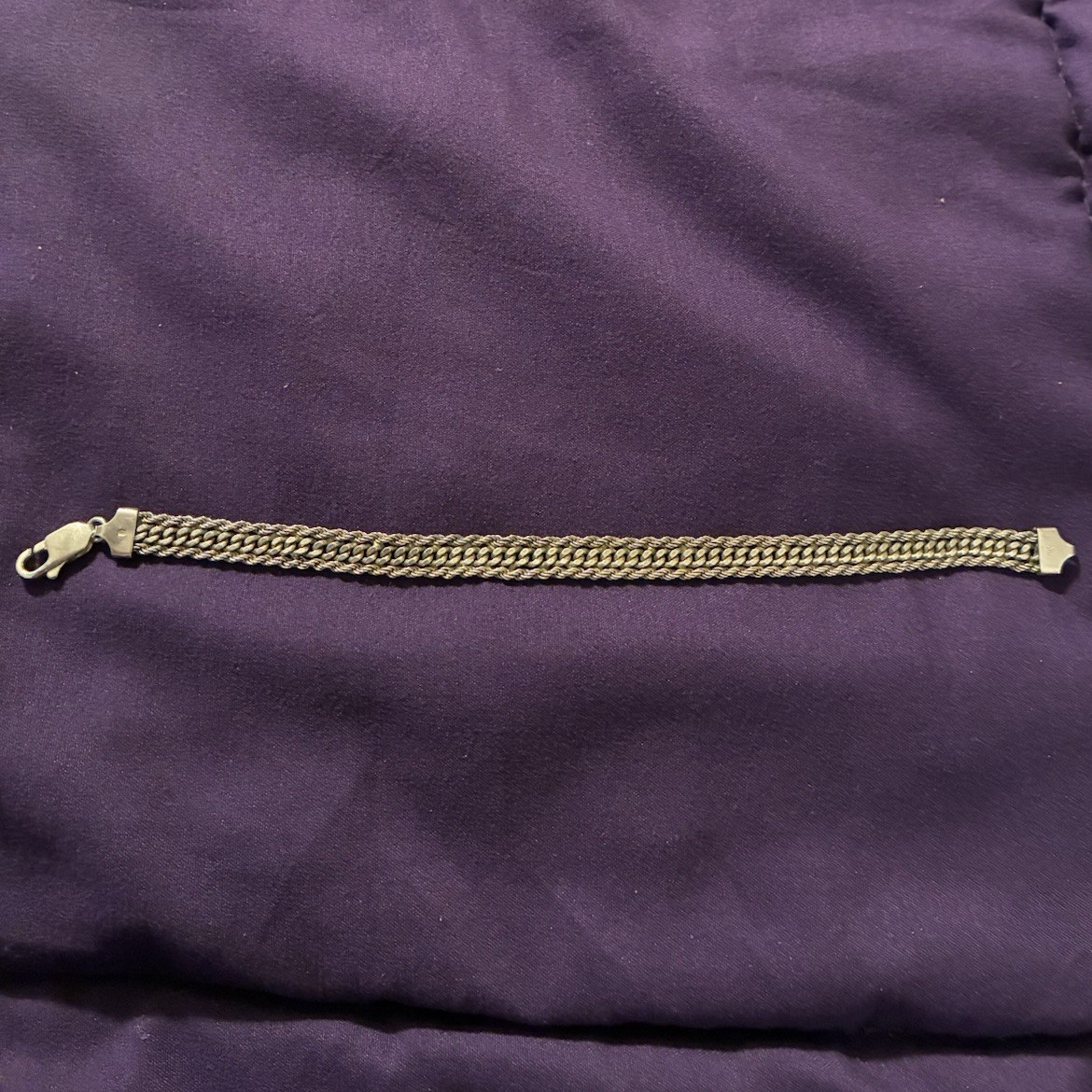 Sterling Silver 925 Curb Link Chain Bracelet, Lobster Clasp, 7 in, No Stone