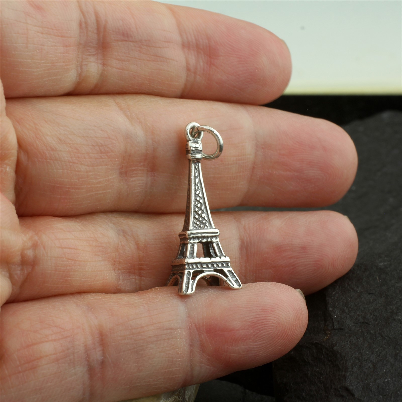 Guaranteed 925 Sterling Silver 3D Eiffel Tower Paris France Charm Pendant