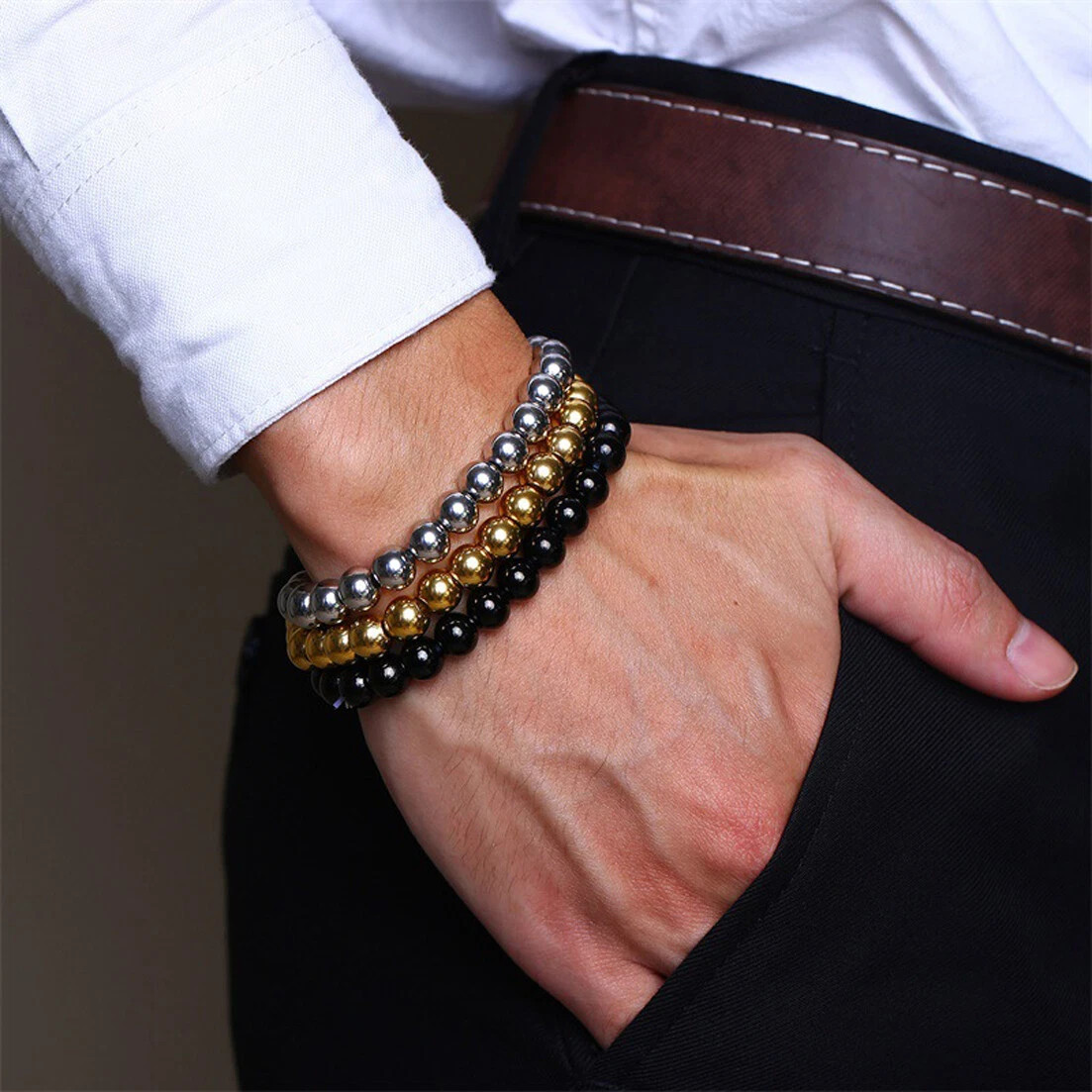 Women Men’s Silver/Gold Stainless Steel Ball Beads Chain Bracelet 7″-11″