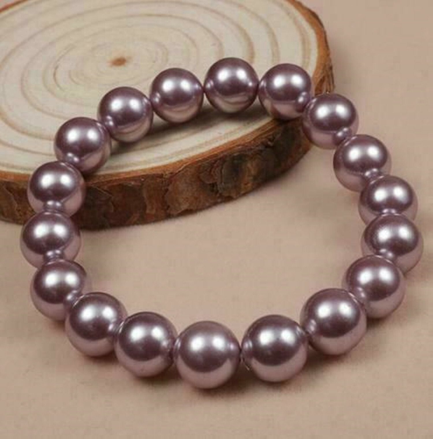 4 Color 8/10/12mm South Sea Shell Pearl Round Gemstone Bracelet 7.5 Inch AAA