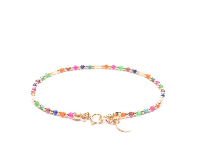 2-3MM Natural Multi Mix Faceted Round Gemstone Gold Filled Beads Bracelets 6-8”