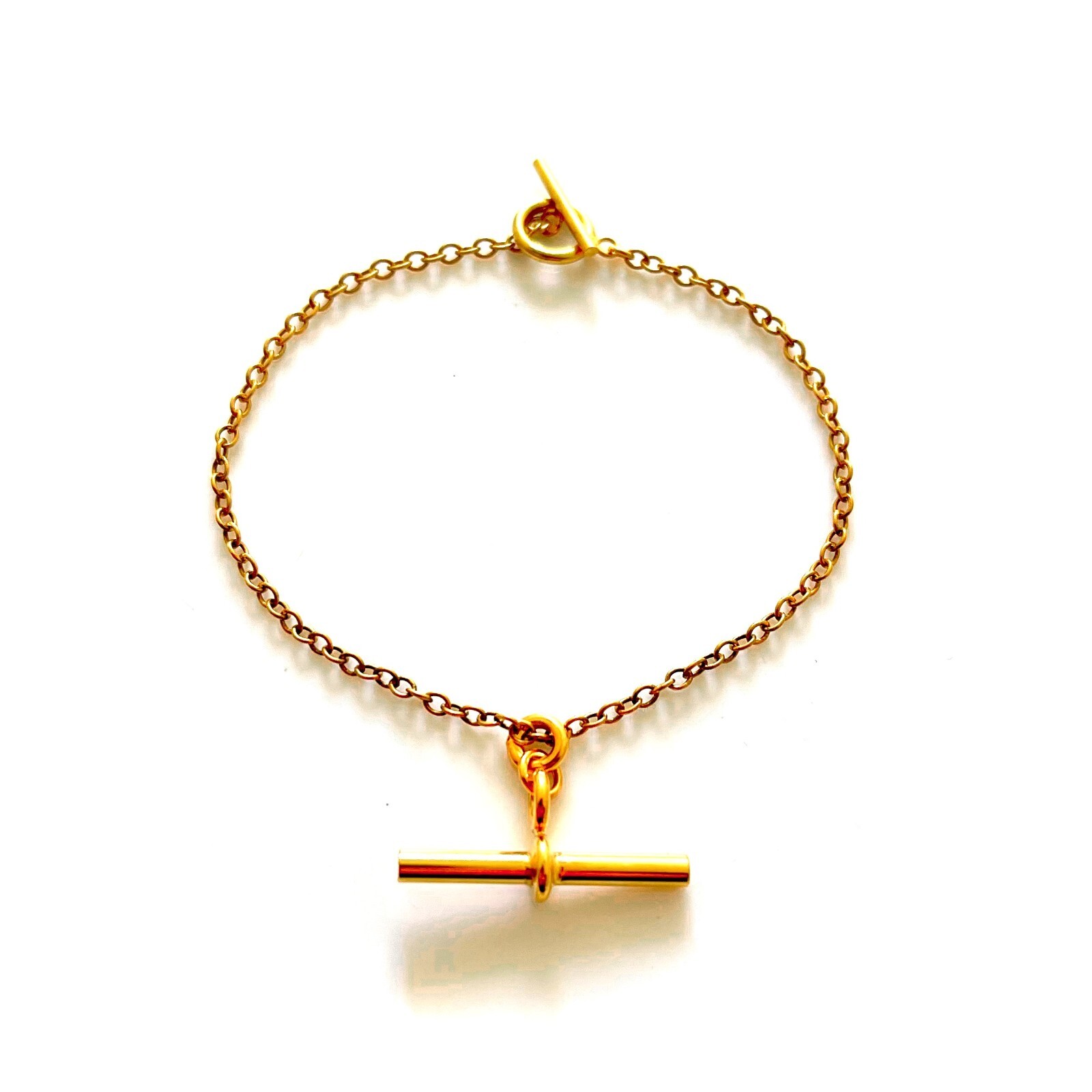 18ct Gold Plated Sterling Silver Bracelet with 2.5cm T Bar Charm