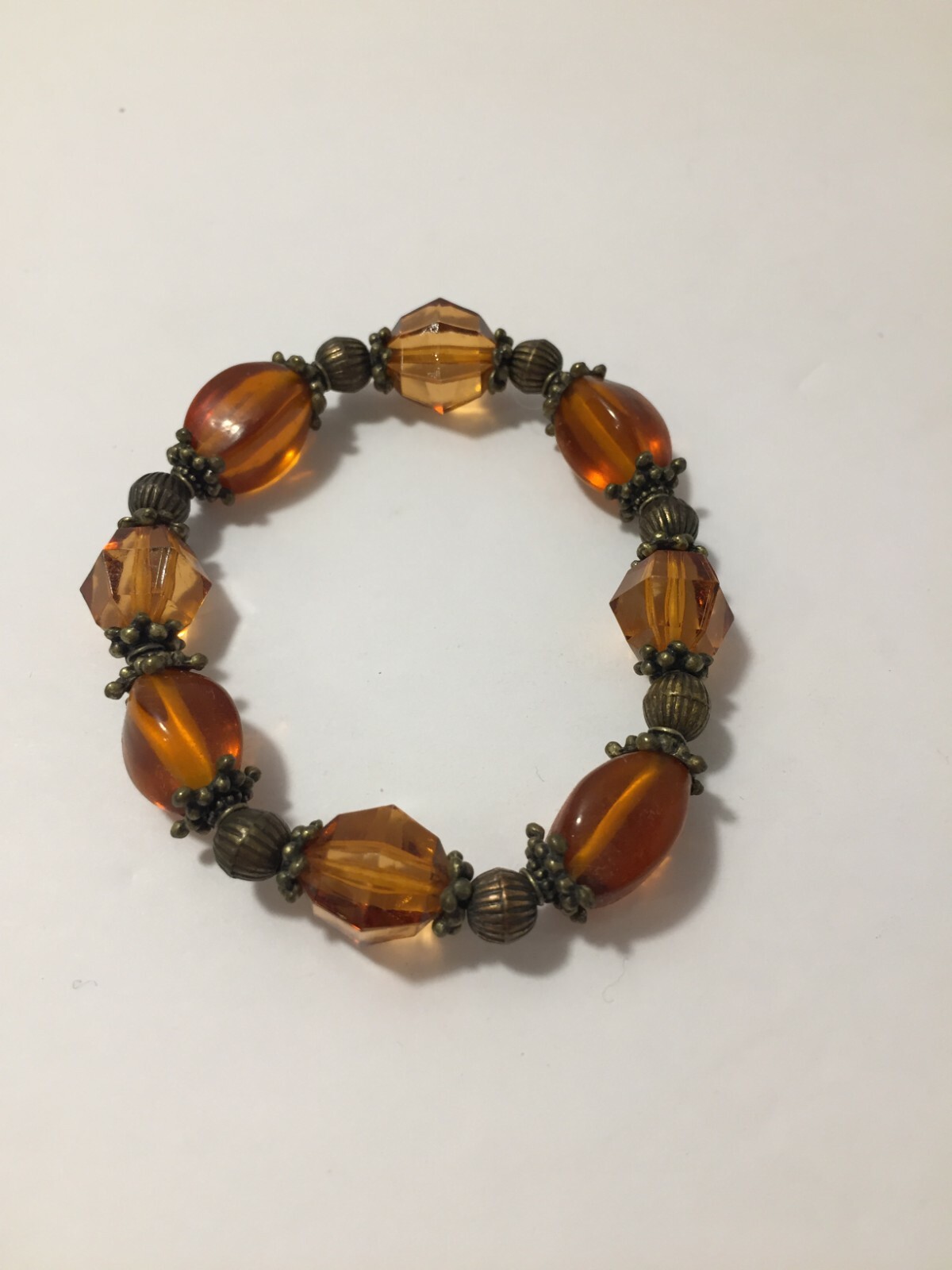 Bracelet Plastic Orange/Brown Beaded with Metal Womens Bracelet Fashion Jewelry