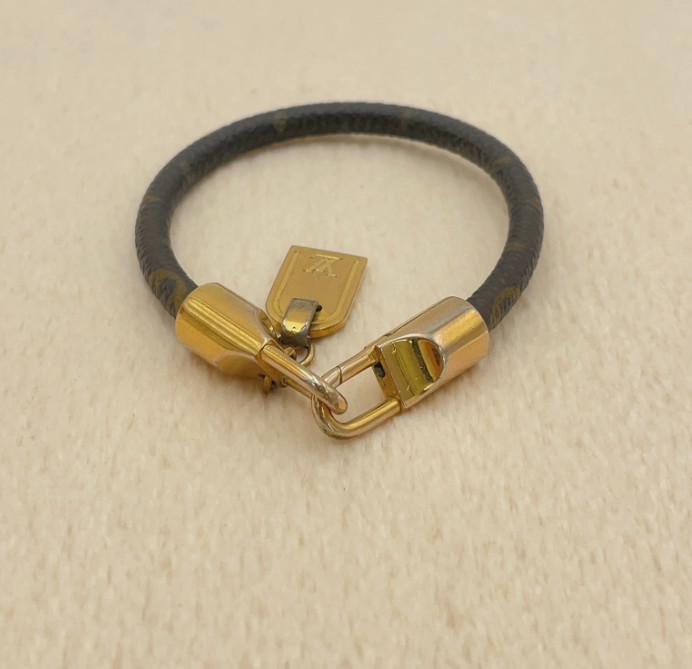 Louis Vuitton Luck It Bracelet Monogram Canvas and Gold Tone Luggage Tag Charm