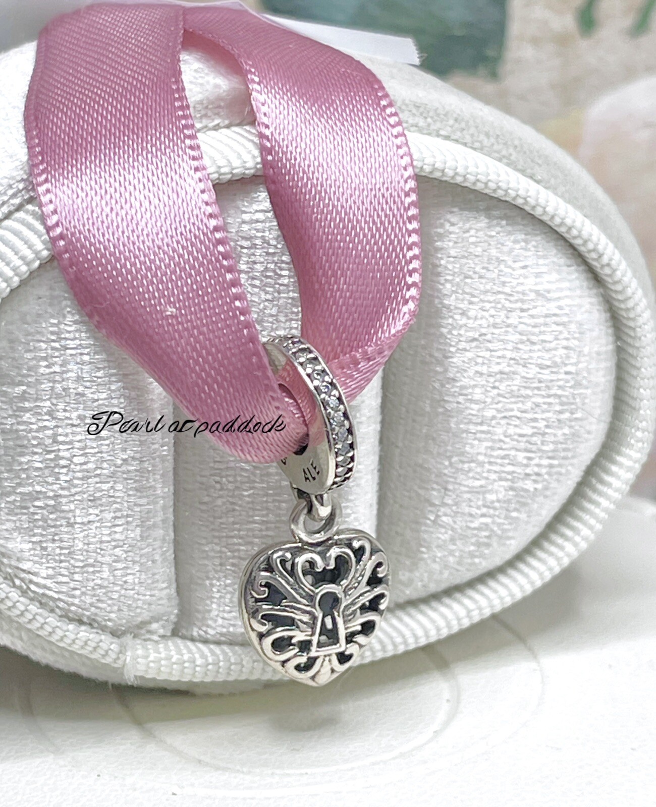 Pandora Sterling Silver Filagree Lock Dangle Charm W/ Gift Box