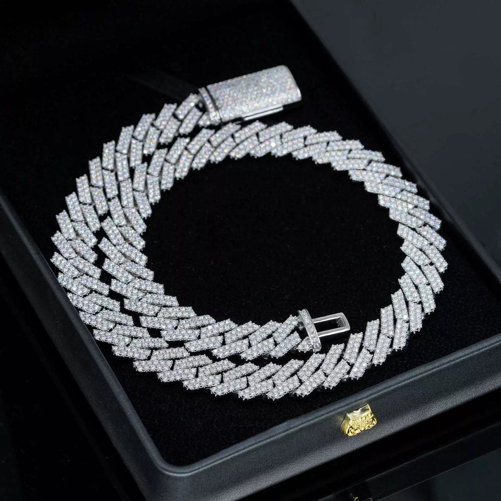 MOISSANITE Real Miami Cuban Link Prong Bracelet Iced Solid 925 Sterling Silver