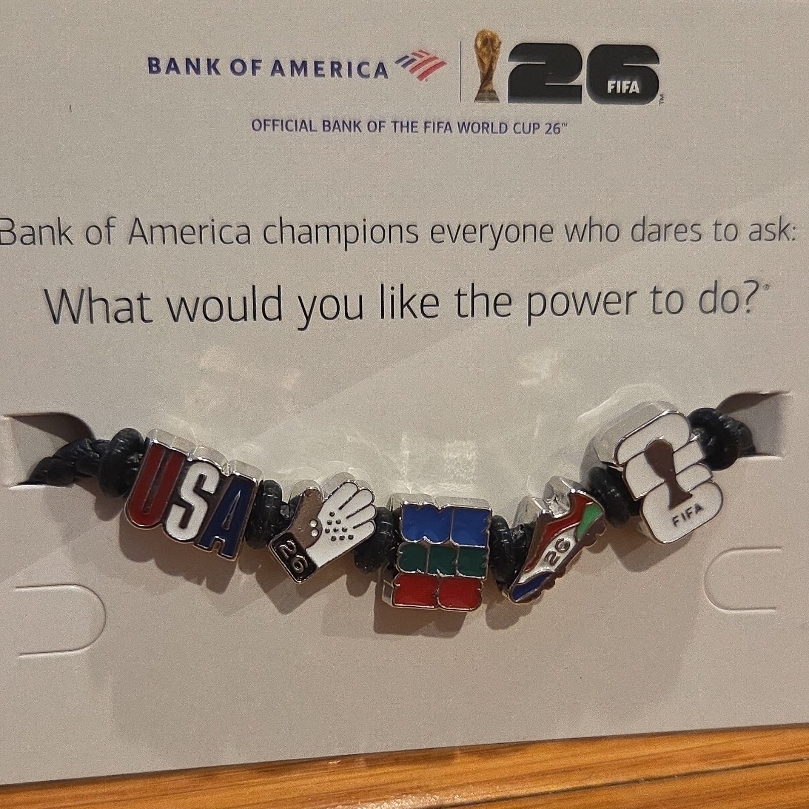 Official Bank of America FIFA World Cup 2026 Large Black Fan Charm Bracelet!