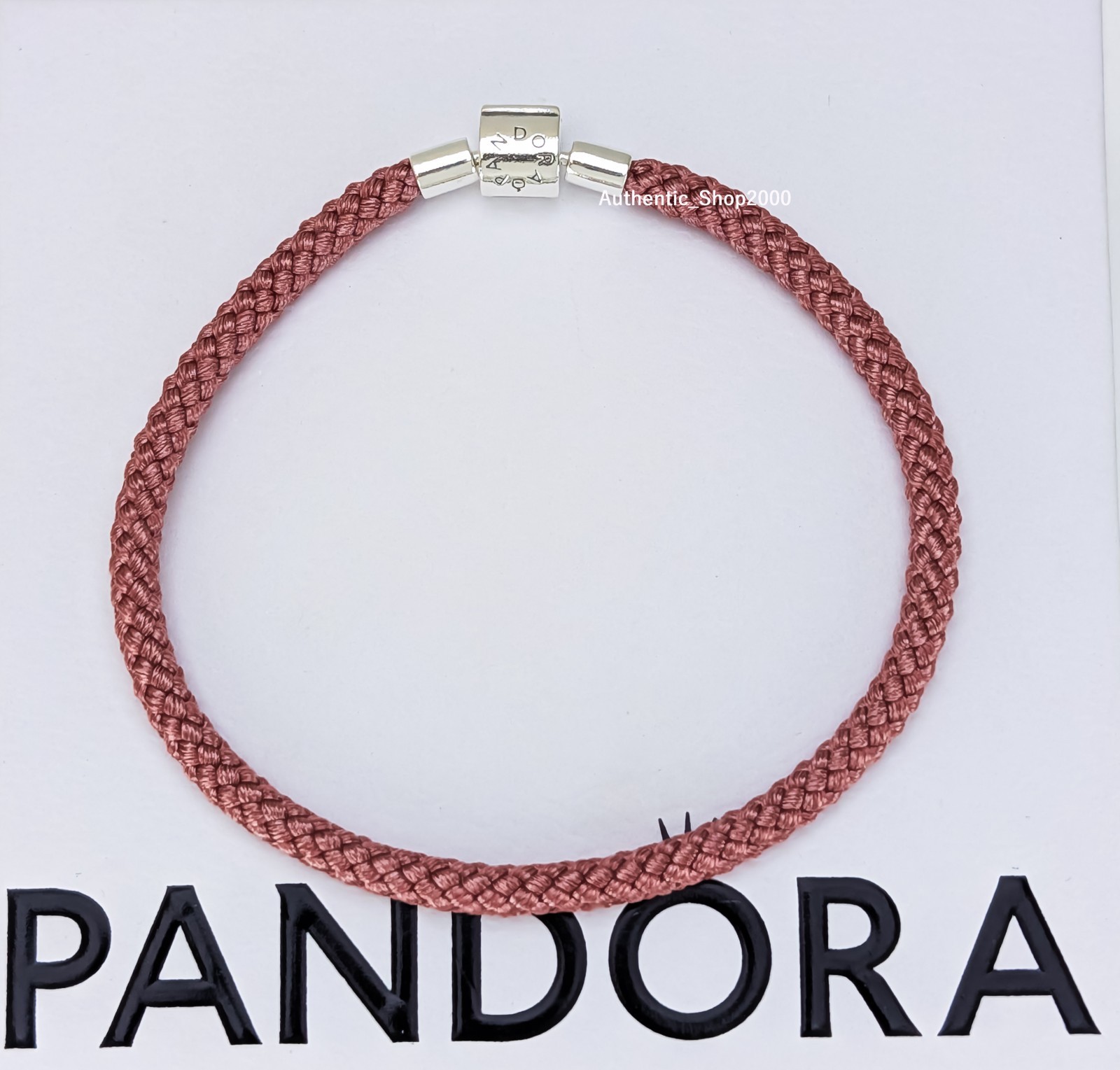 New 100% Authentic PANDORA 14k G Barrel Shimmering Pink Cord Bracelet 594530C01
