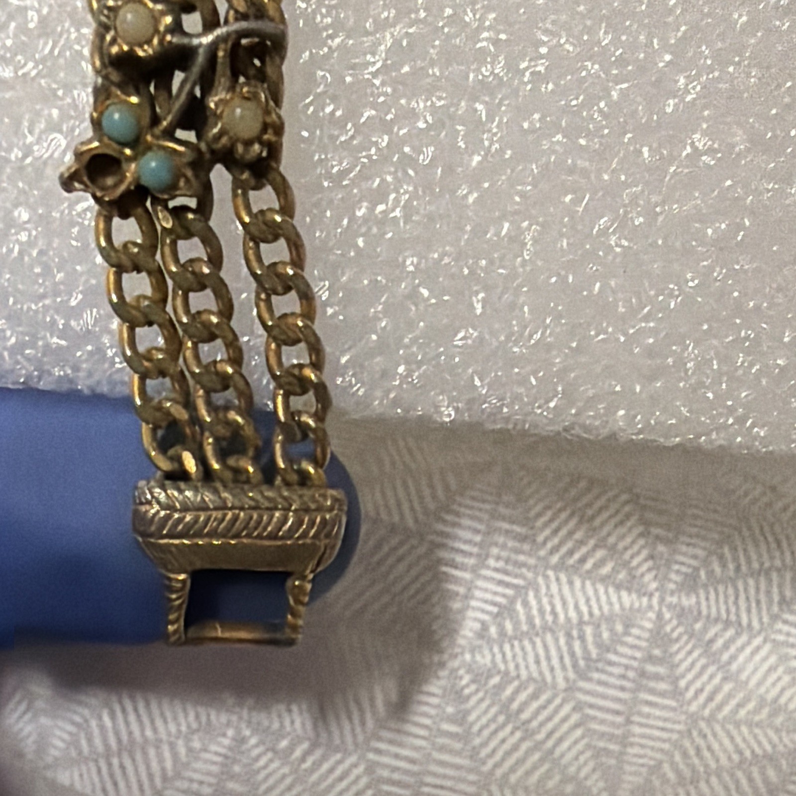 Vintage Goldette N.Y. Multi Strand Slide Bracelet Missing Stones Repair