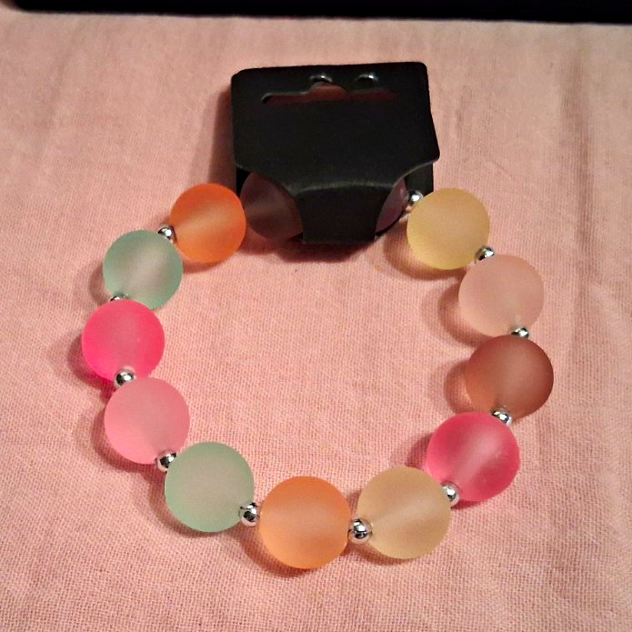Multicolor Round Plastic Beaded Stretch Bracelet Ball/Bead Chain Fashion