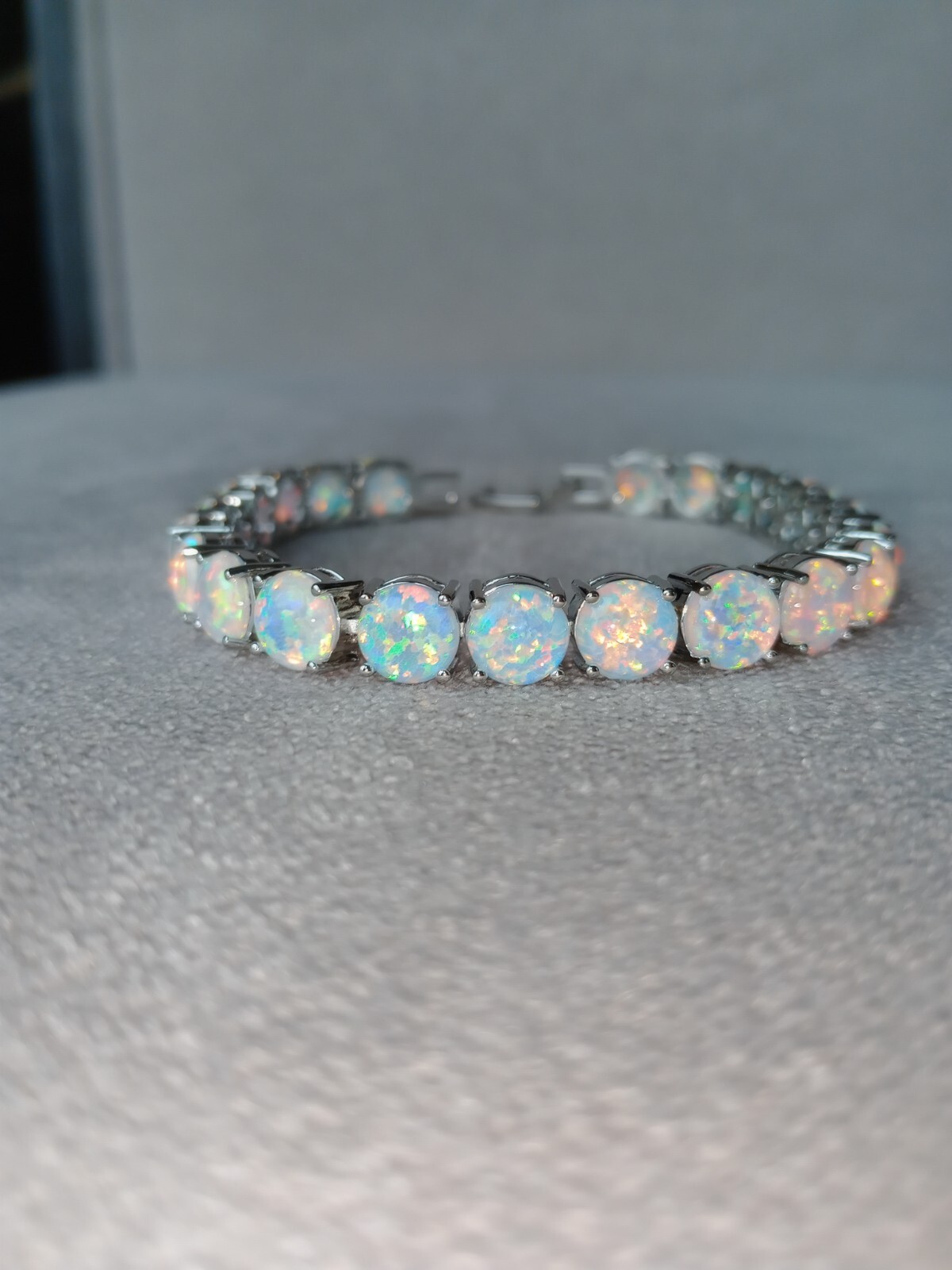 Gold Blue Opal Tennis Bracelet | Opal Bracelet | Opal | October Birthstone