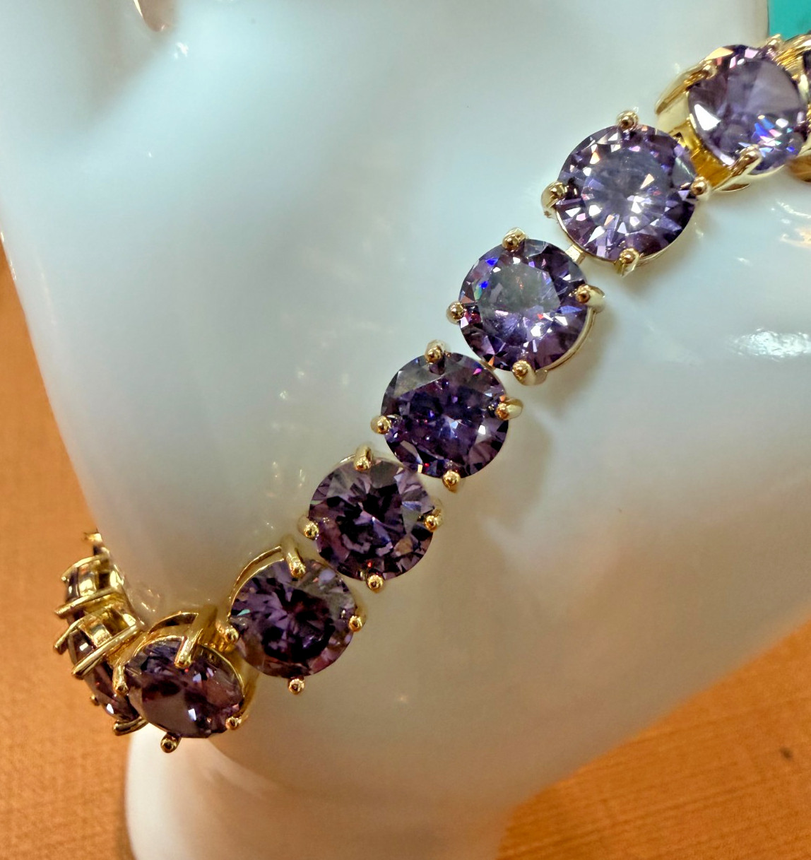 Elegant Purple Bracelet – 14K Gold Filled, Adjustable, Hypoallergenic