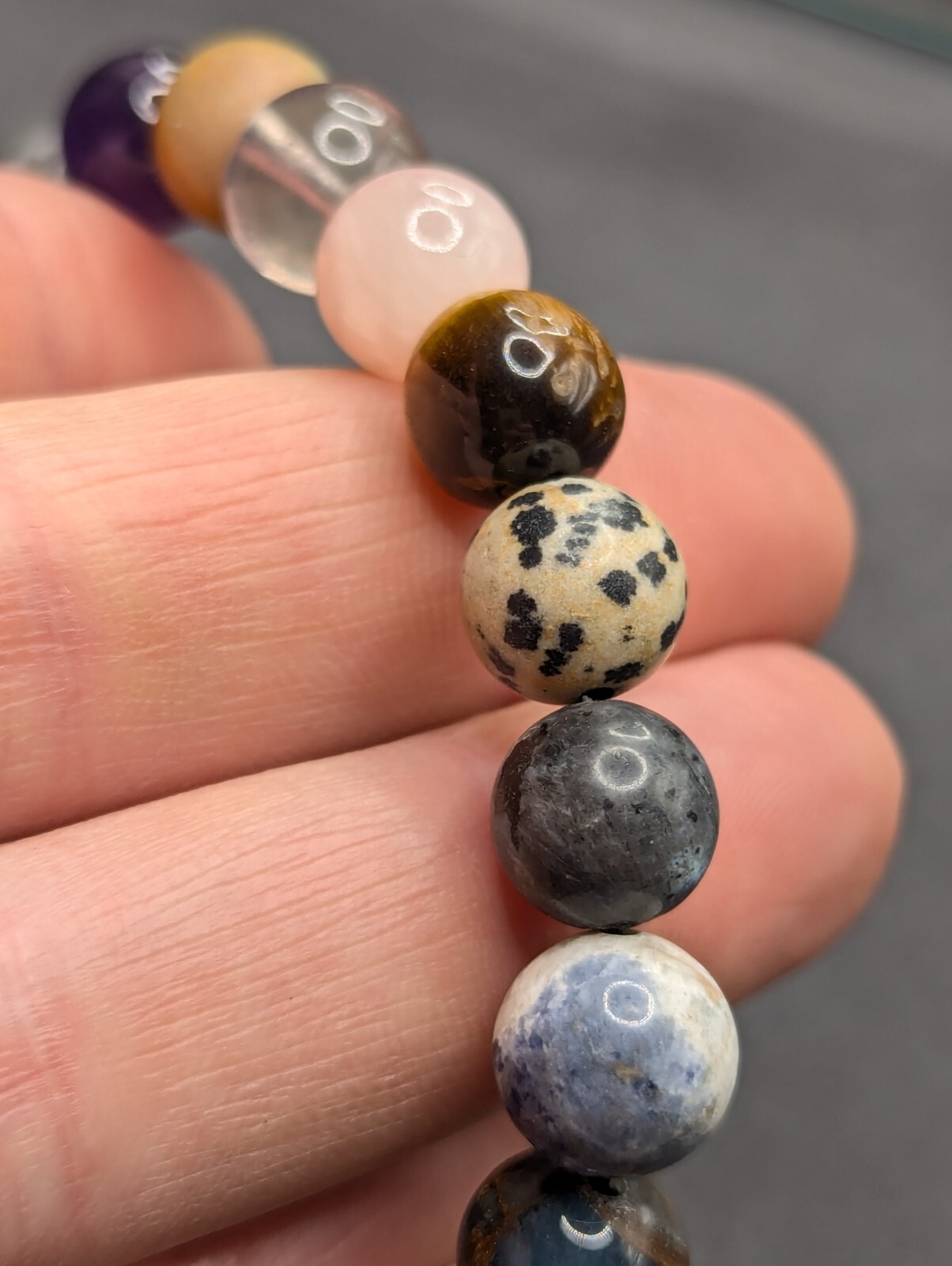 Women’s Stylish Mixed Gemstone 10mm Beaded Stretch Bracelet (17cm) S/M Wrist