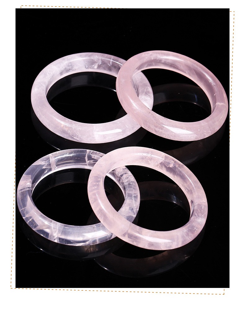 51-60mm Natural Pink Quartz Crystal Gemstone Healing Round Bangle Lucky Bracelet