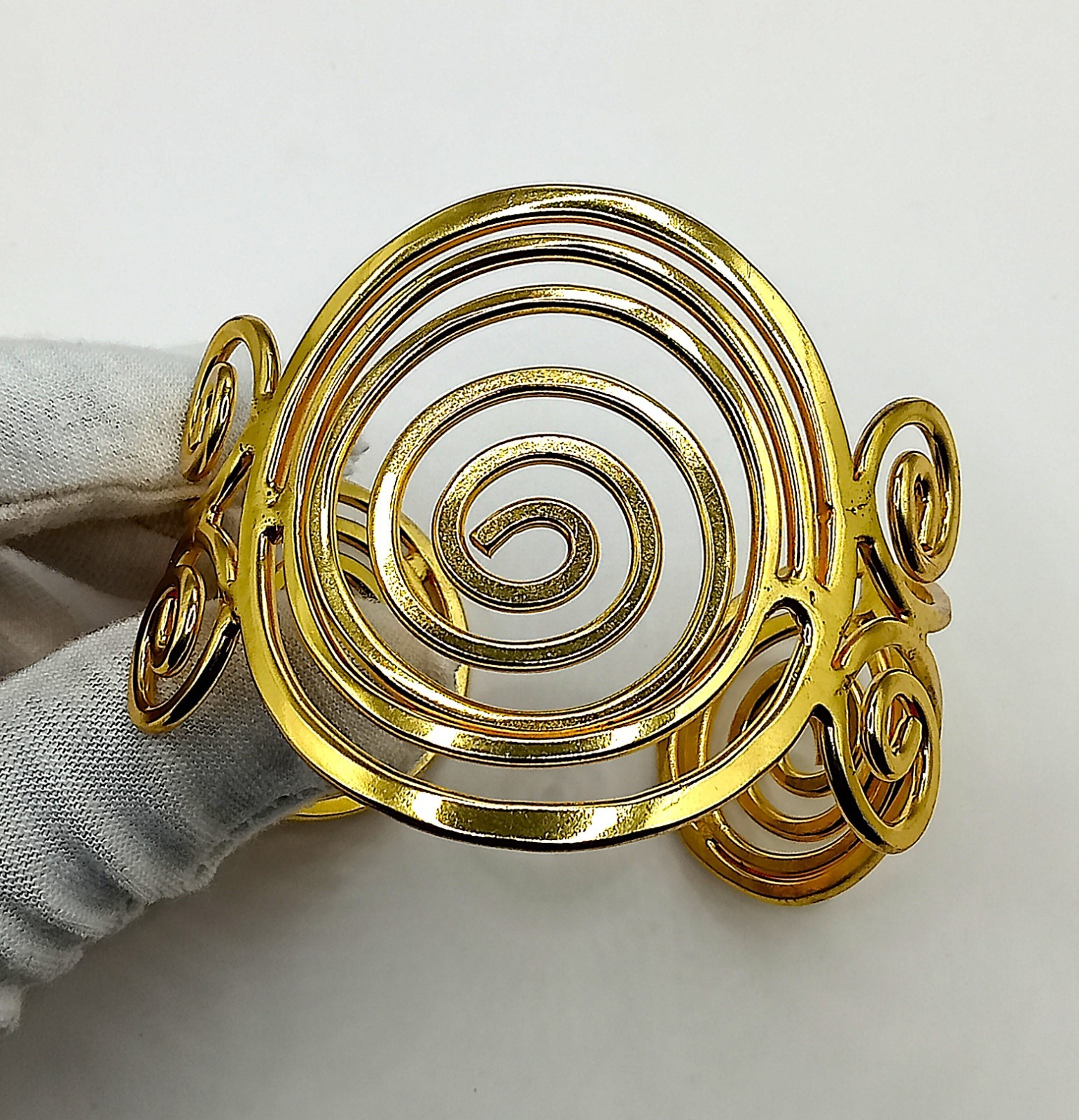 Handmade Gold Spiral 7.5″ Cuff Bracelet: Solid Brass 18k Gold Plated