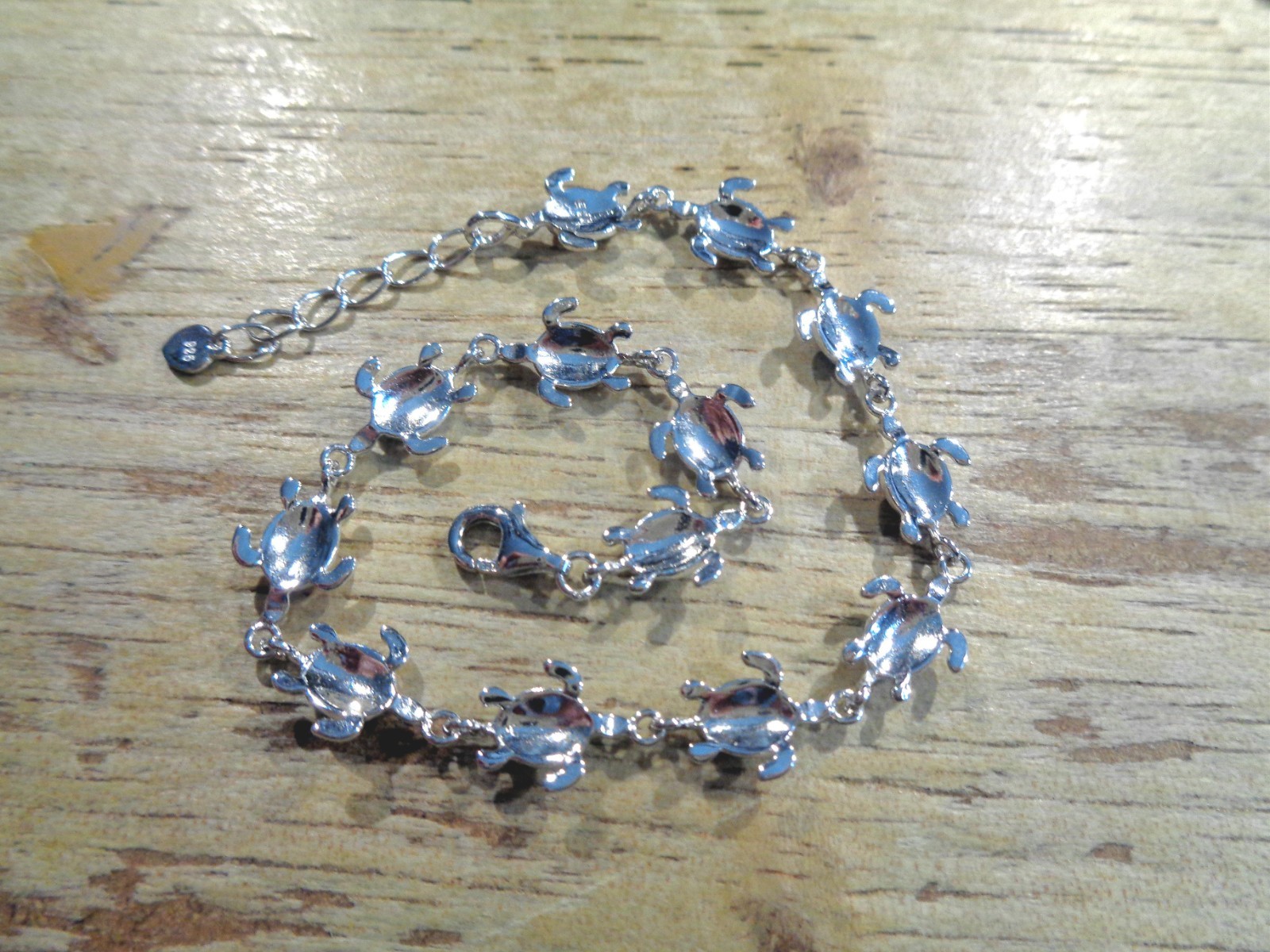 8.5MM RHODIUM 925 STER SILVER INLAID MIXED ENAMEL HAWAIIAN HONU TURTLE BRACELET