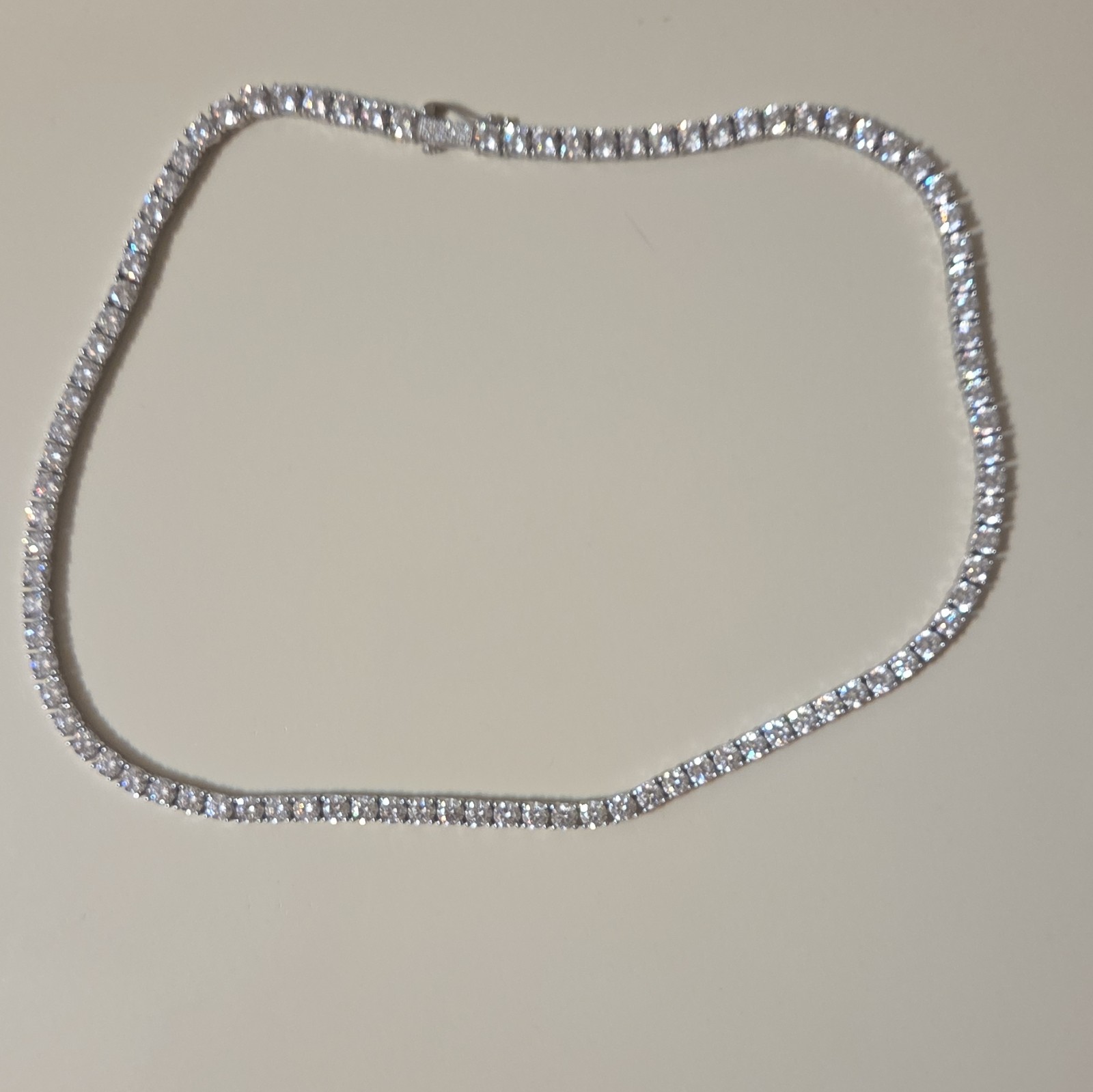 GLD White Gold CZ Tennis Chain, Prong Set, Box Clasp, 5mm, 20 inches