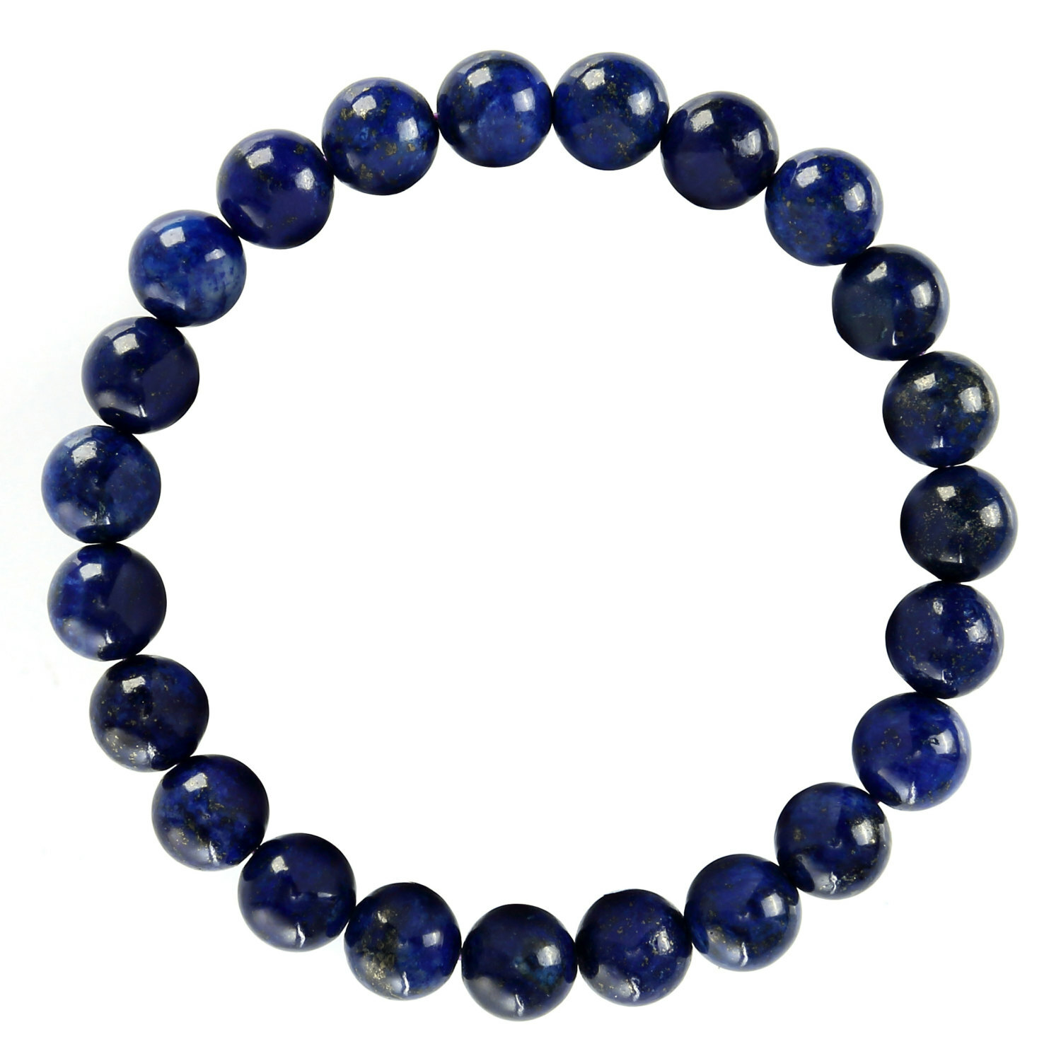 Lapis Lazuli Bracelet Smooth Round Size 8mm 10mm 7.5″ Length