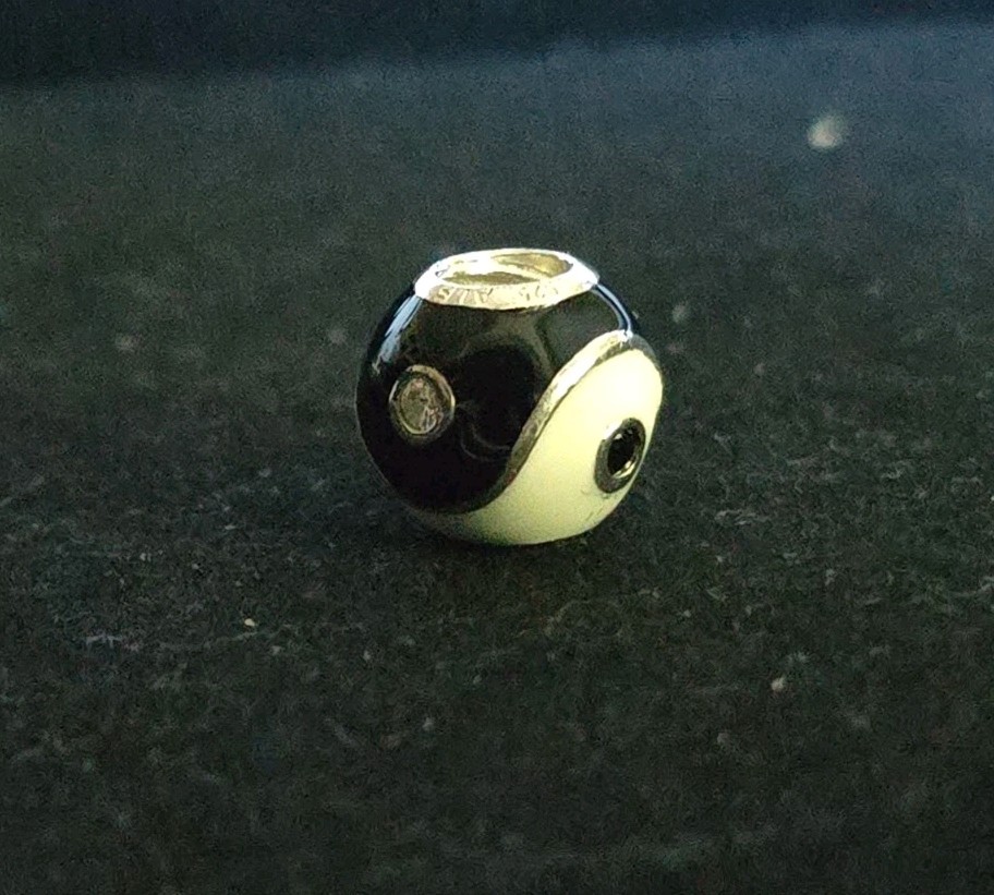 Authentic Pandora Black and White Enamel Yin Yang Charm with CZ 790488CZ Retired