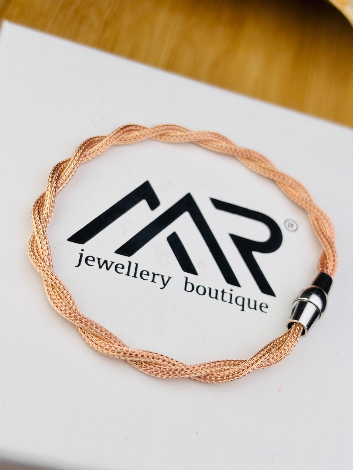 925 Silver Rose Gold Mesh Bracelet Magnetic Clasp Braided Bracelet for Women