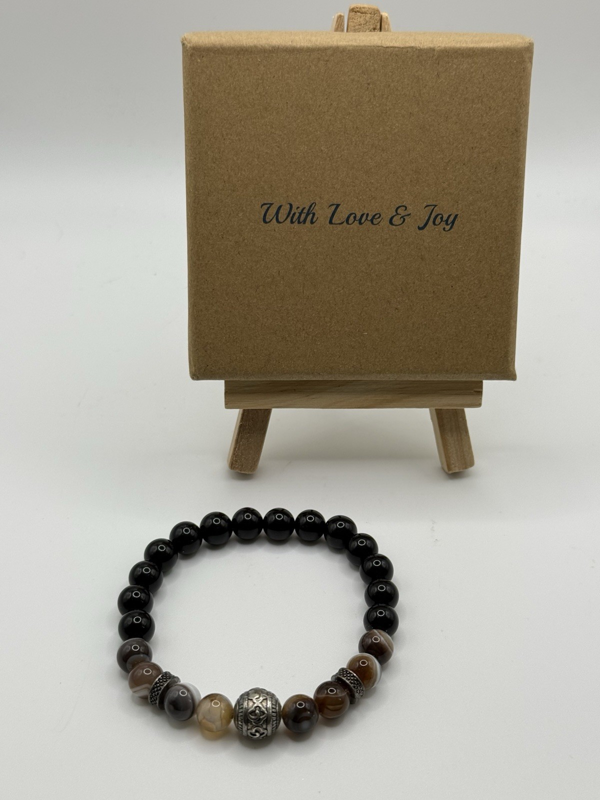 Beaded Bracelet Dark Brown With Silver Tone Accents – NWOT- Great Price!